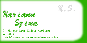 mariann szima business card